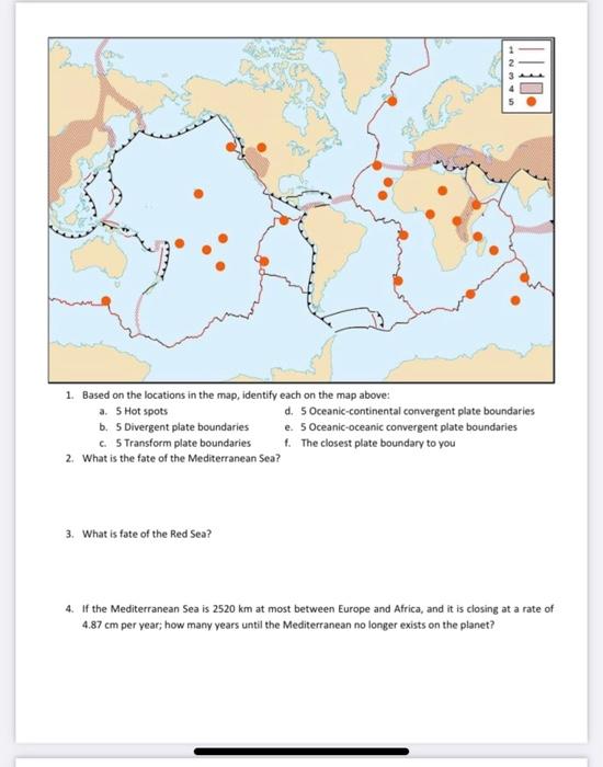 Solved •D1|| 1. Based On The Locations In The Map, Identify | Chegg.com