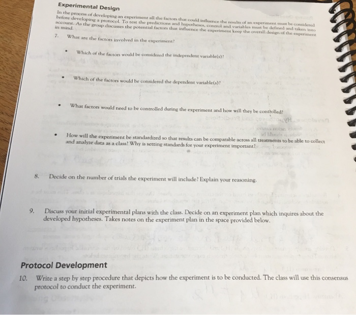 Solved Experimental Design In The Process Of Developing An | Chegg.com