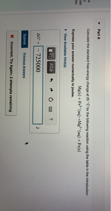 Solved Part A Calculate the standard free-energy change at | Chegg.com