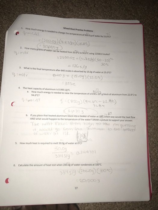 Solved Mixed Heat Practice Problems 1. How much energy is | Chegg.com