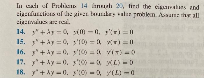 Solved In each of Problems 14 through 20, find the | Chegg.com