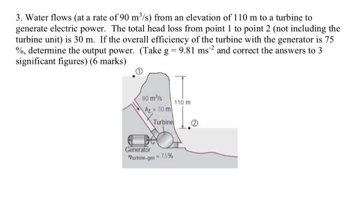 Solved 3. Water flows (at a rate of 90 m/s) from an | Chegg.com
