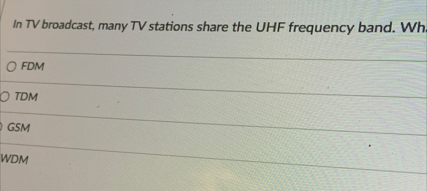 Solved In TV Broadcast, Many TV Stations Share The UHF | Chegg.com