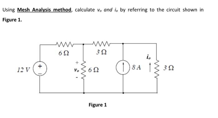 Solved Using Mesh Analysis method, calculate vo and is by | Chegg.com