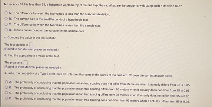 Solved Trap spacing measurements (in meters) for a sample of | Chegg.com