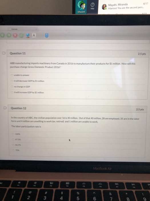 Solved Mayahi Miranda 4/17 Hilarious! You are the second | Chegg.com