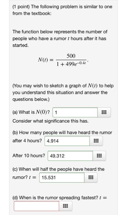 Point To One Problem Solved (1 point) The following problem is similar to one | Chegg.com