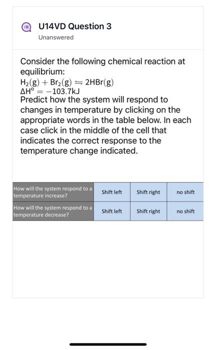 Solved U14VD Question 3 Unanswered Consider the following | Chegg.com