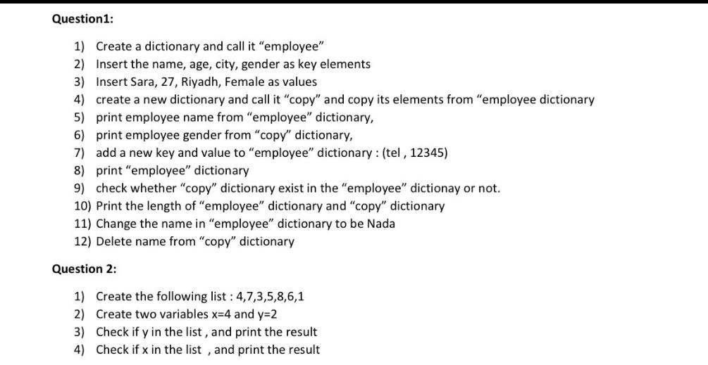 solved-1-create-a-dictionary-and-call-it-employee-2-chegg