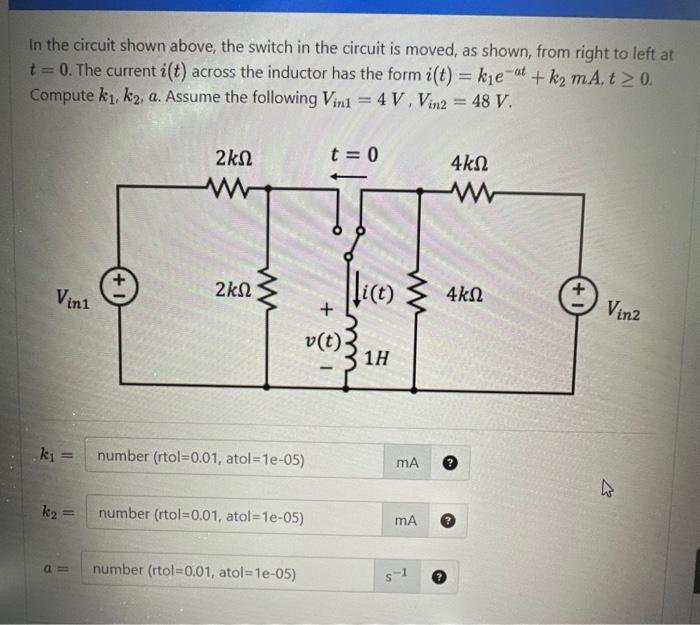 Solved In the circuit shown above, the switch in the circuit | Chegg.com