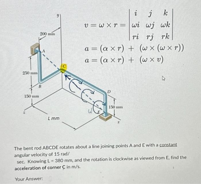 Solved The bent rod ABCDE rotates about a line joining | Chegg.com