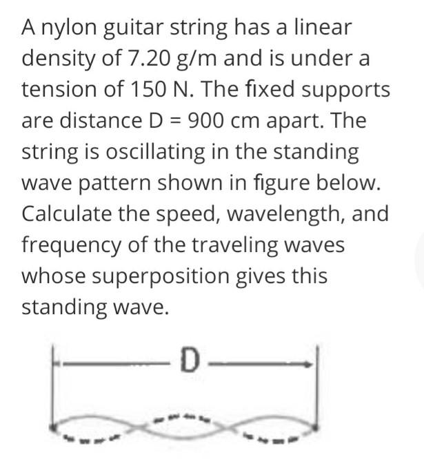 Solved A nylon guitar string has a linear density of 7.20