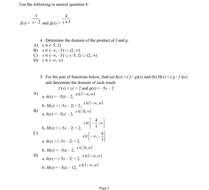 Solved Use The Following To Answer Question 4 F X X Chegg Com