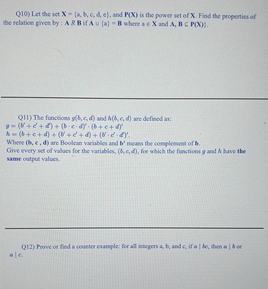 Solved Q10) Let The Set X = {a, B, C, D, E), And P(X) Is The | Chegg.com