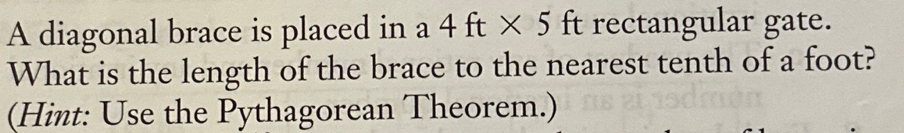 Solved A diagonal brace is placed in a 4ft×5ft ﻿rectangular | Chegg.com