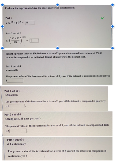 Solved Evaluate the expressions. Give the exact answers in | Chegg.com