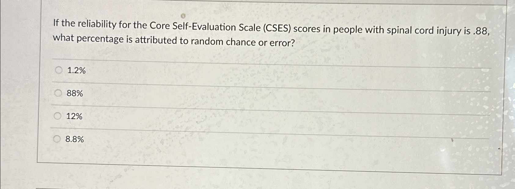 Solved If The Reliability For The Core Self Evaluation Scale Chegg