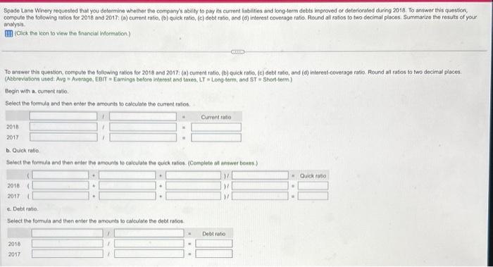 Solved compute the following ratios for 2018 and 2017: (a) | Chegg.com