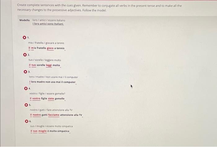 Solved Create complete sentences with the cues given. | Chegg.com