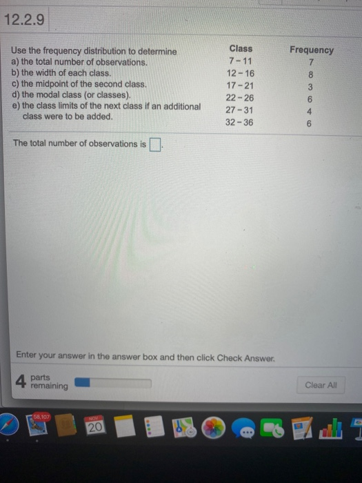 Solved 12.2.9 Frequency Use the frequency distribution to
