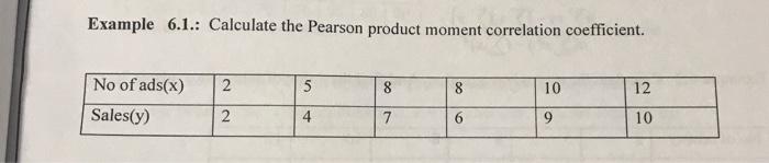 Solved Example 6.1.: Calculate the Pearson product moment | Chegg.com