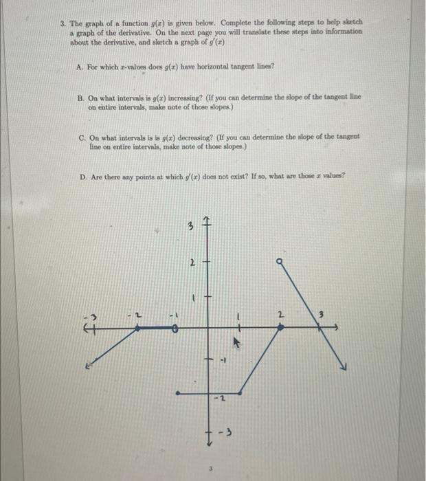 Solved 3. The graph of a function g(x) is given below.