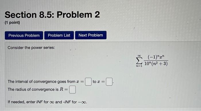Solved Section 8.5: Problem 2 (1 point) Previous Problem | Chegg.com