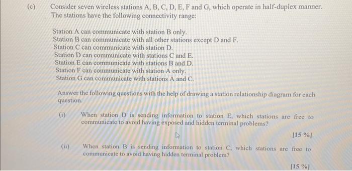 Consider Seven Wireless Stations A, B, C, D, E, F And | Chegg.com