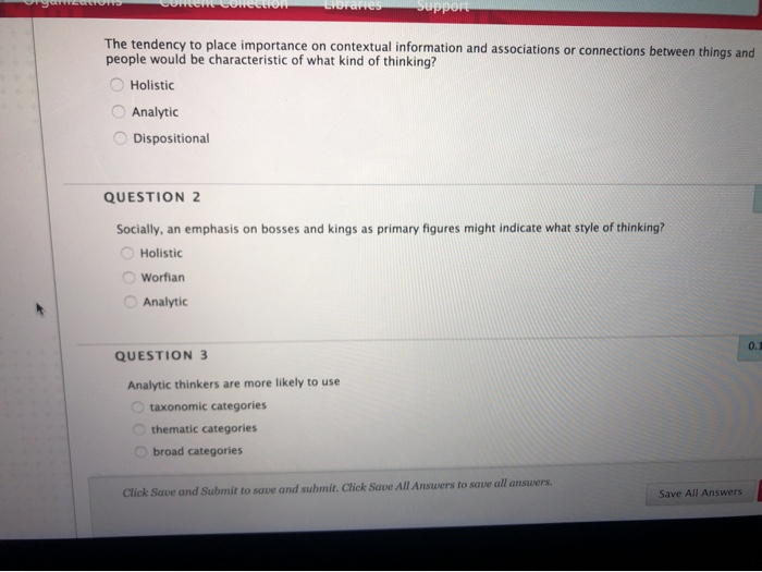 Solved The tendency to place importance on contextual | Chegg.com