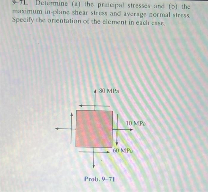 Solved 9-71. Determine (a) The Principal Stresses And (b) | Chegg.com