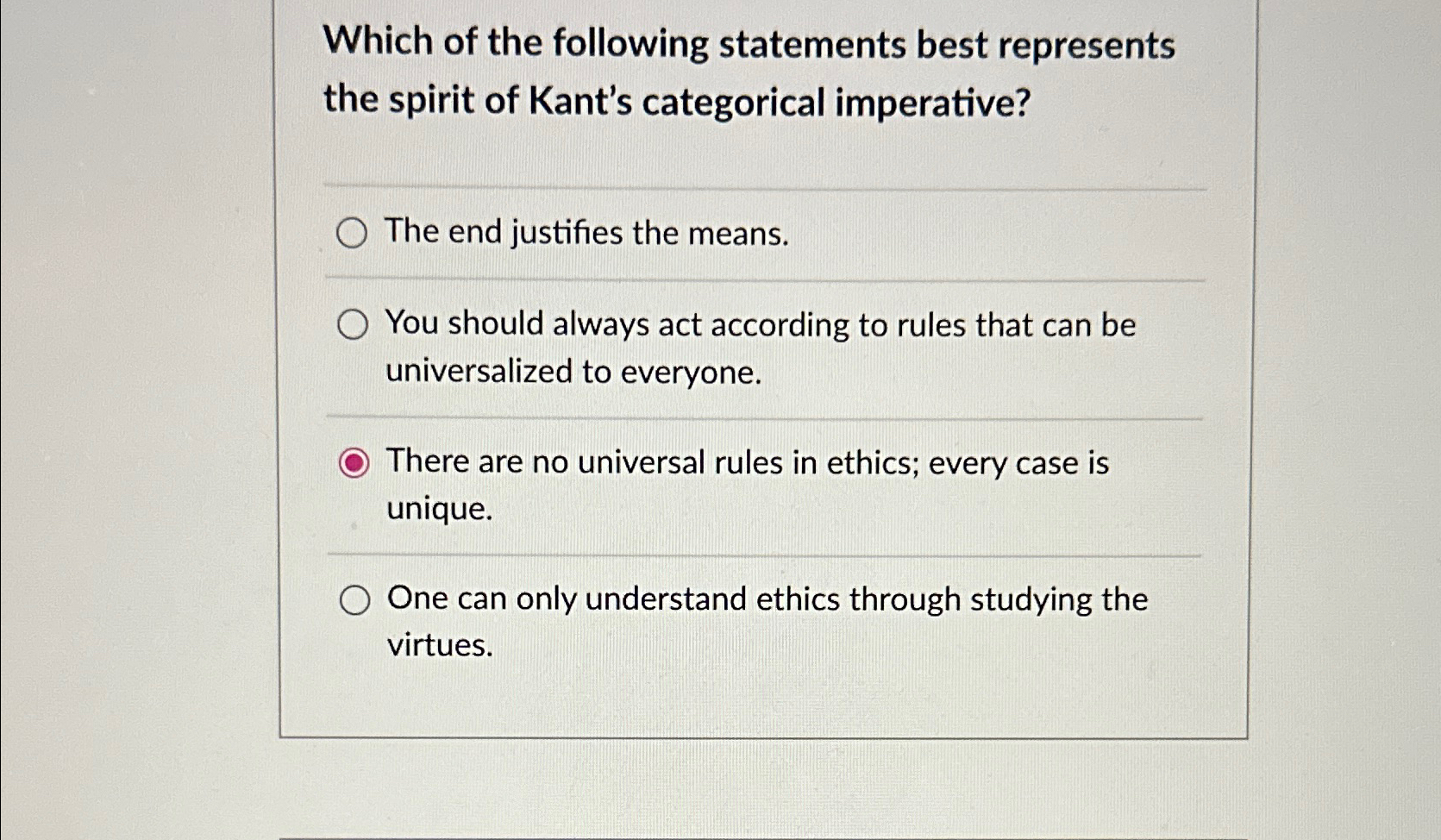 Solved Which of the following statements best represents the | Chegg.com