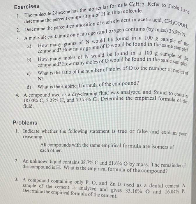 Solved Exercises determine the percent composition of H in Chegg