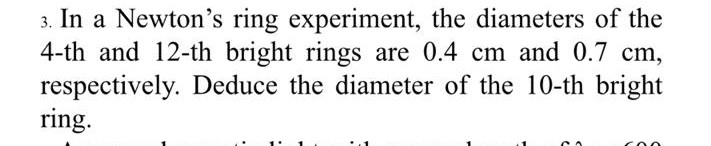 newton's ring experiment questions with answers