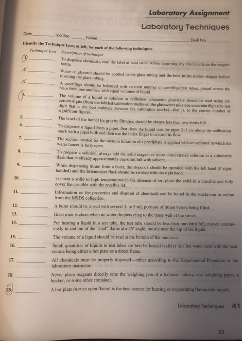 laboratory assignment laboratory techniques answers