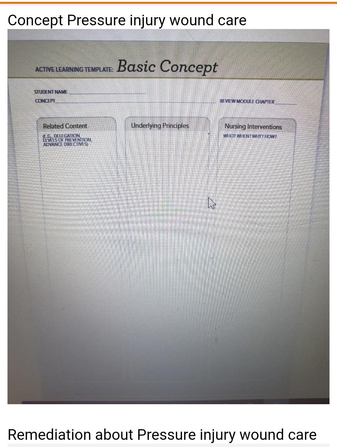 Solved Concept Pressure injury wound care Basic Concept