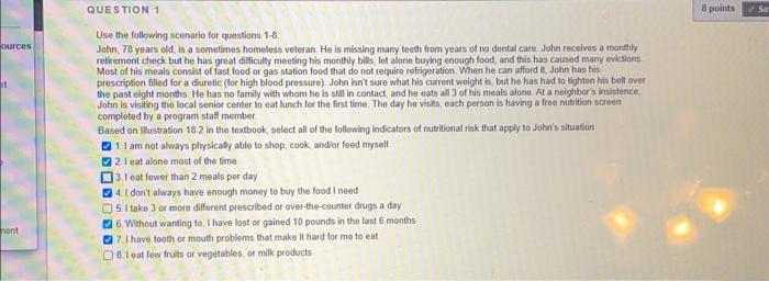 Solved Use the following scenario for questions 1-8 Johin