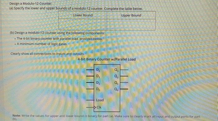 Solved Design a Modulo-12 Counter. (a) specify the lower and | Chegg.com