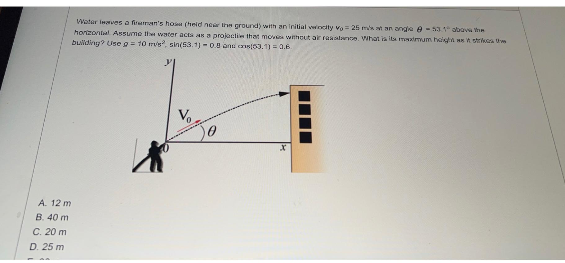 Solved Water leaves a fireman's hose (held near the ground) | Chegg.com