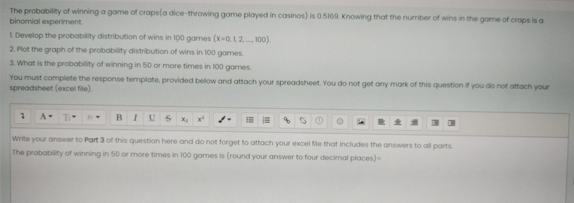 Solved Section 1 (5pts) 1) The probability of winning on a