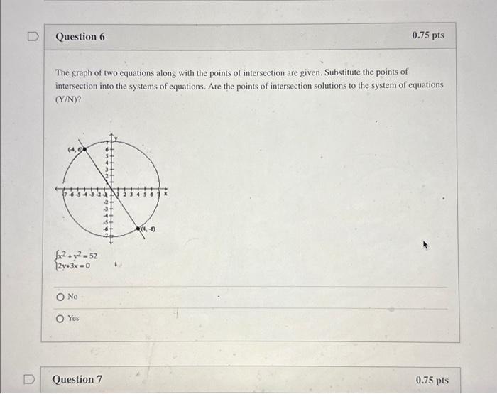 how to find points of intersection given two equations
