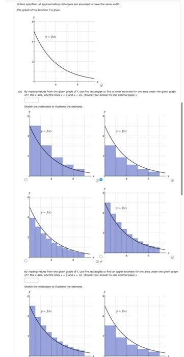 Solved Uniess specifed, all approximating rectangles are | Chegg.com