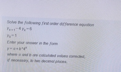 Solved Solve the following first order difference | Chegg.com