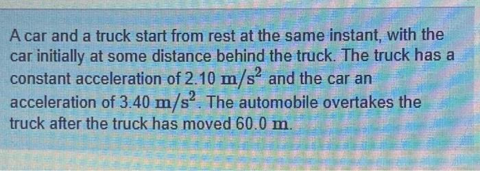 Solved A Car And A Truck Start From Rest At The Same | Chegg.com