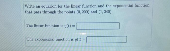 Solved Write an equation for the linear function and the | Chegg.com