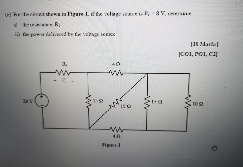 Solved (a) For the circuit shown in Figure 1, if the voltage | Chegg.com