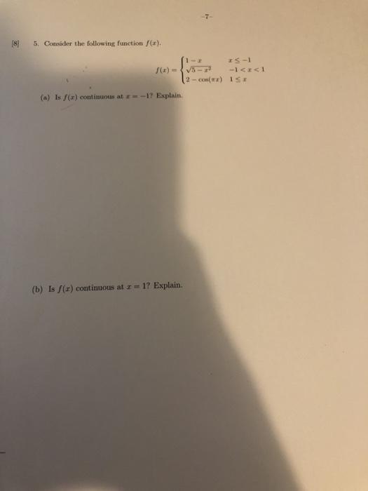 Solved 18! 5. Consider the following function ) IS-1 - | Chegg.com