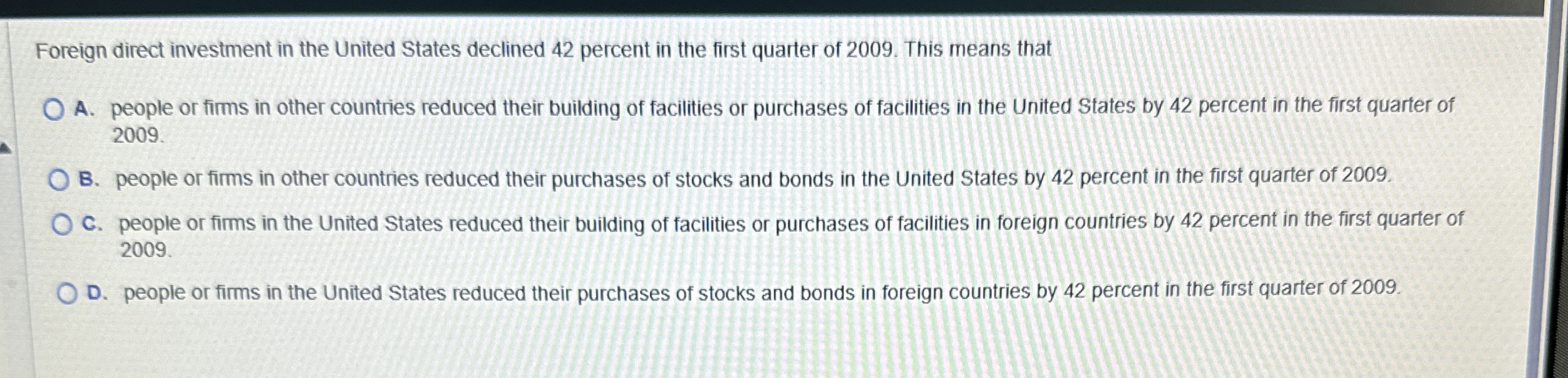 Solved Foreign direct investment in the United States | Chegg.com