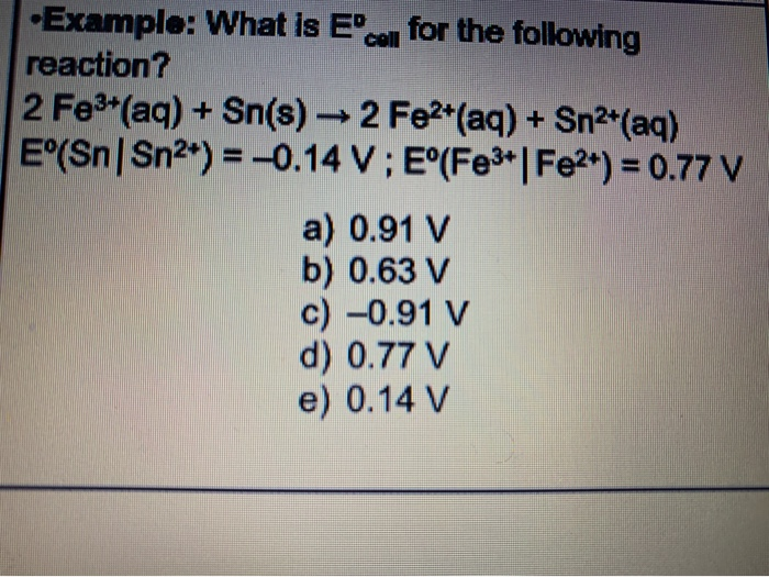 Solved Olul Cells Example: Zn(s) + Cu2+(aq) → Zn2+(aq) + | Chegg.com