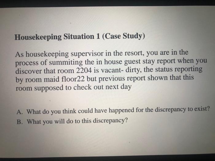 case study for housekeeping