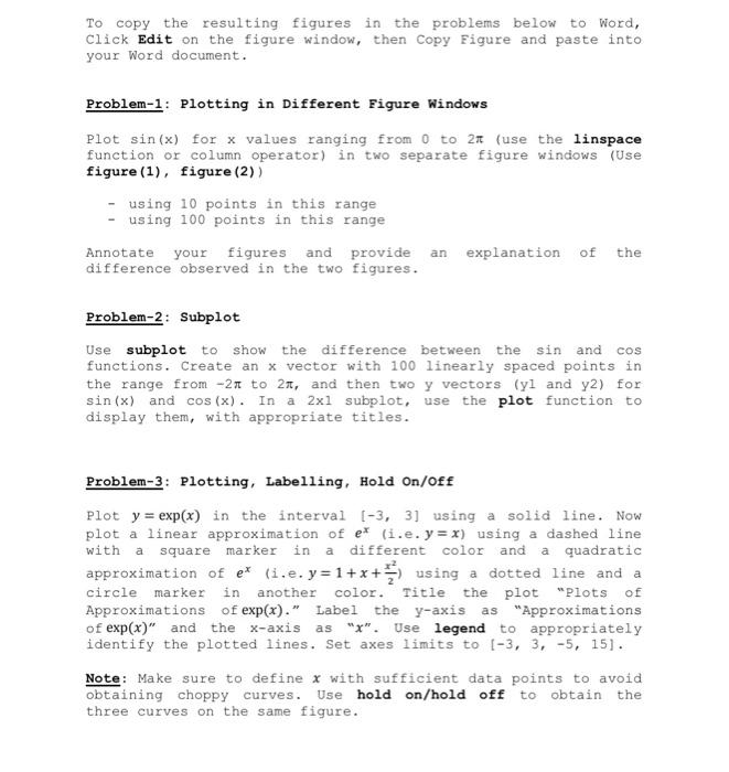 Solved To copy the resulting figures in the problems below | Chegg.com